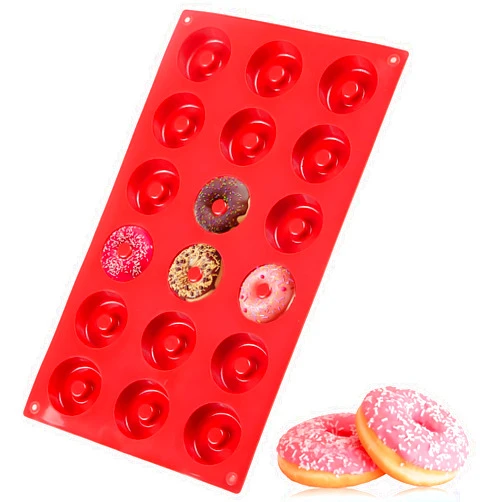 Hraulc Mini Donut Pan, 18 Cavity Silicone Donut Pan for Baking, Non-Stick & Heat Resistant Peach Ring Mold for for Cake Donut Muffin