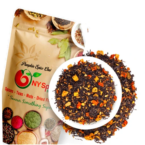 NY Spice Shop Pumpkin Spice Chai - 4 Ounce Black Loose Leaf Tea Blend Spiced and Bold Taste Premium Black Tea with Cardamom and Cinnamon