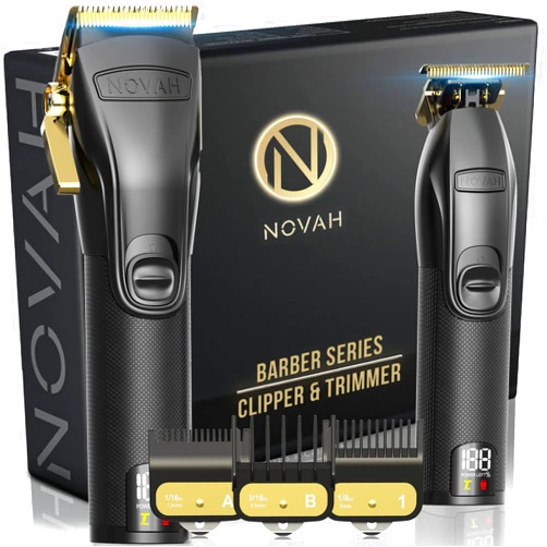 NOVAH Grooming Novah® Professional Hair Clippers for Men, Professional Barber Clippers and Trimmer Set, Mens Cordless Hair Clippers for Barbers Haircut Fading Kit Fade - Gold