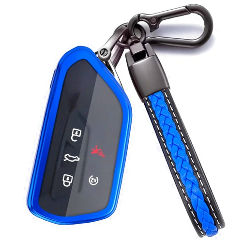 Atecek for VW Key Fob Cover Key Shell Case Compatible with Volkswagen ID.4 Golf 8 MK8 GTI ID.3 Seat Leon MK4 Skoda Octavia