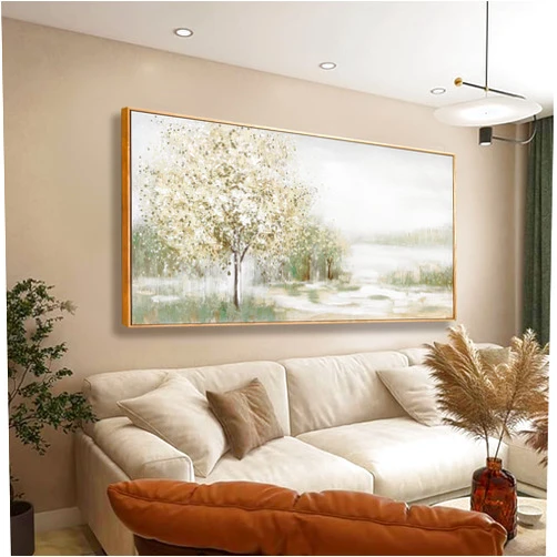 TQJ YILUFA ART Canvas Wall Art Wall Decor Bedroom Pictures Decoration Spring Scene Nature Landscape Tree Plants Artwork Abstract Wall Art Large Size Modern Painting Framed Pictures For Living Room Home Kitchen Office 29