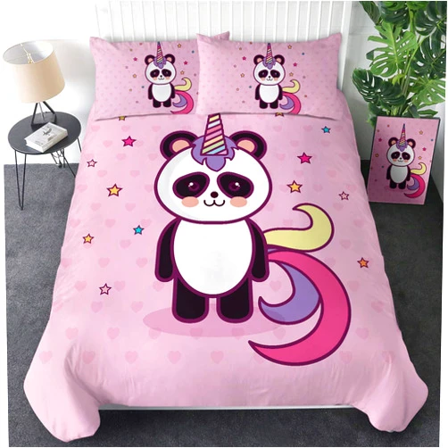 Sleepwish Panda Bedding Panda Bear Comforter Cover Set 3 Pieces Cute Kids Wildlife Animals Bedding Modern Panda Duvet Cover with 2 Matching Pillow Shams Panda Unicorn,Queen