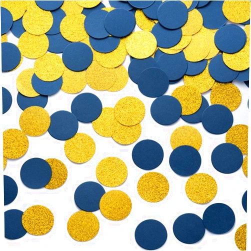 MOWO Gold and Blue Confetti Table Decoration for Birthday Graduation Retirement Theme Party,1.2 inch in Diameter,200 Counts