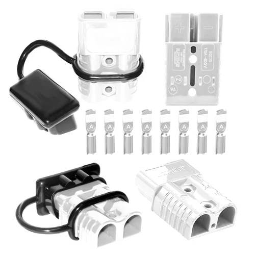 BFXM Anderson Connector 4 Pcs, 175 Amp 12v Batteries Quick Connect/Disconnect Plug Kit, Connectors for 1/0 AWG Cables, for Car Bike ATV Winches Lifts Motors More,Grey