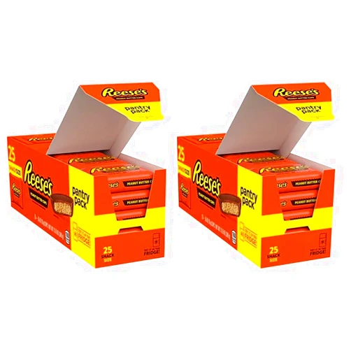 REESE'S Milk Chocolate Snack Size Peanut Butter Cups, Candy Pantry Pack, 13.75 oz (25 Pieces) (Pack of 2)