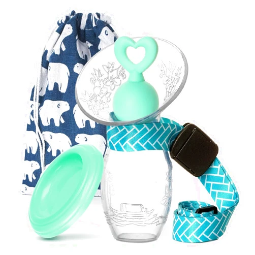 Bumblebee Manual Breast Pump with Breastfeeding Milk Saver Stopper& Lid in Gift Box Food Grade Silicone BPA PVC and Phthalate Free 3.04oz/90ml