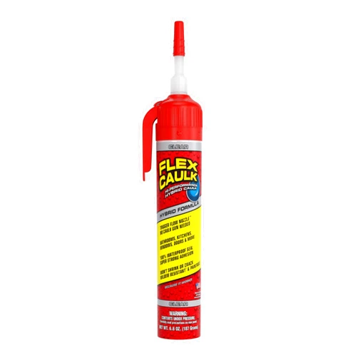 Flex Seal Flex Caulk, Waterproof & Weatherproof Hybrid Polymer Sealant, Strong, Paintable, Indoor, Outdoor, Bath, Shower, Sink, Window, Baseboards, Door, RV, Roof, Wood, Auto & Marine, Clear, 6.6 oz, 1-Pack