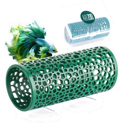 Abizoo Betta Toys,Dark Green Hollow Betta Fish Tunnel for Small Fish & Shrimp,Safe Enrichment Aquarium Decor Betta Resting Tube Hammock Betta Fish Tank Caves and hides shelter-Versatile for Reptiles
