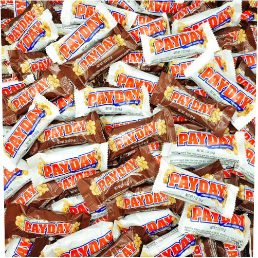 Sweetsome Hersheys Pay Day Snack Size Candy Assortment – 55 Individually Wrapped Pieces of PayDay Original & PayDay Chocolaty Bars – Chocolaty Peanut & Caramel - Gluten-Free Candy Bars – Bulk 3lb Party Pack