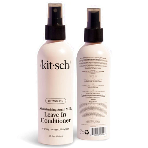 Kitsch Argan Milk Leave-In Conditioner - Hydrating & Nourishing Hair Treatment, Sulfate-Free Frizz Control Spray, Enhances Shine & Softness, Lightweight, Non-Greasy Formula for All Hair Types - 6.8oz