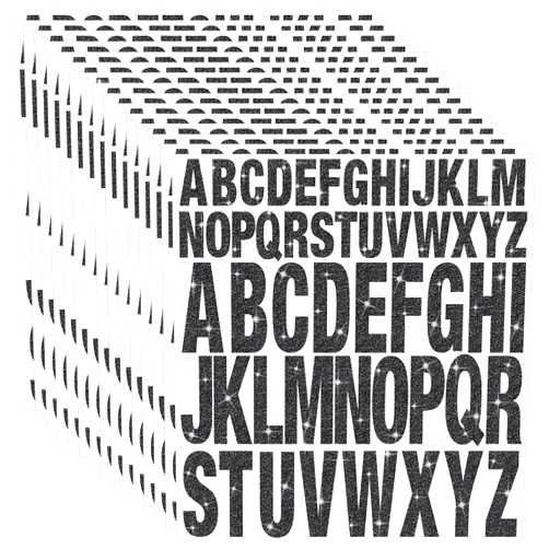 Timenued 15 Sheets Letter Stickers 780 Pcs Glitter Capital Letters Large Self-Adhesive Vinyl Alphabet Stickers Stick on Letters for Mailbox Water Bottles Bulletin Board Craft Decor(Black,1 Inch 2 Inch)