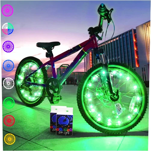 TINANA 2 Tire Pack LED Bike Wheel Lights Ultra Bright Waterproof Bicycle Spoke Lights Cycling Decoration Safety Warning Tire Strip Light for Kids Adults Night Riding