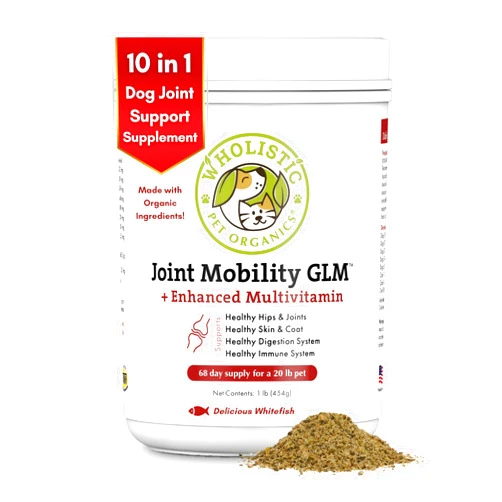 Wholistic Pet Organics: Joint Support Supplement for Dogs - Green Lipped Mussel (1lb) with Glucosamine & Chondroitin - Dog Hip & Joint Pain Relief - Natural Arthritis Relief & Long-Term Joint Health
