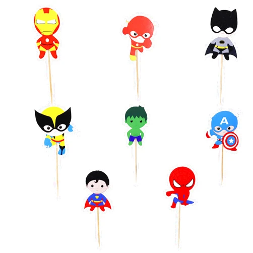 Confetti! Confetti 24pc Cartoon Superhero Cupcake Topper for Kids Birthday Party Cake Decoration Supplies Super Heroes Cupcake Toppers Cupcake Toppers/Super Heroes Party Supplies/Superheroes Inspired