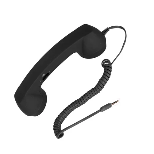 Bewinner Retro 3.5mm Telephone Handset, Radiation Proof Cell Phone Receiver Mic Microphone Speaker, Vintage Phone Handset for Cellphone Smartphone,with USB C (Black)