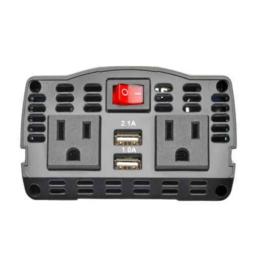 Tripp Lite 375W Compact Portable Car Power Inverter 2 Outlet 12V DC to 120V AC w/ 2-Port USB Charging Ports (PV375USB) BLACK/BLUE