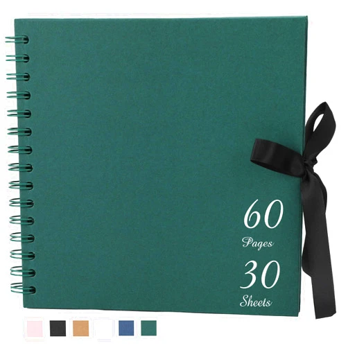 Ayorasly Scrapbook Album with 60 Pages Thick Kraft Paper, 10×10in Dark Green DIY Photo Book, Large Memory Book with Photo Corners for Baby Family Lovers Pets