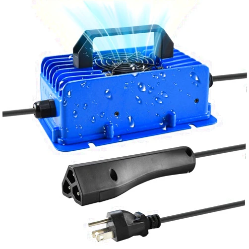 Abakoo 48V 10A RXV Golf Cart Battery Charger for Ez-Go EZgo TXT, with RXV Plug 3 Prong Connector, IP67 Waterproof, Blue