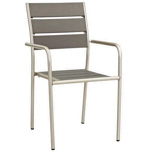 America Luxury - Outdoor Modern Contemporary Urban Design Outdoor Patio Balcony Dining Chair, Grey Gray, Metal Aluminum