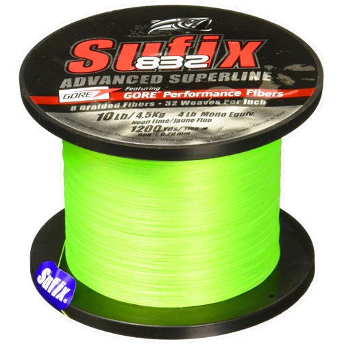 Sufix 832 Braid Line-1200 Yards (Neon Lime, 10-Pound)