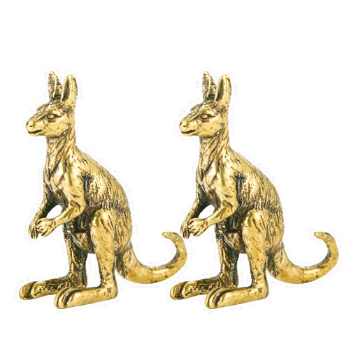 MHYGKTXRA 2pcs Kangaroo Figurines Kangaroo Decor Vintage Brass Sculpture Art Piece, Ideal Decor for Home, Office, Shelf, Living Room, or Desk Display