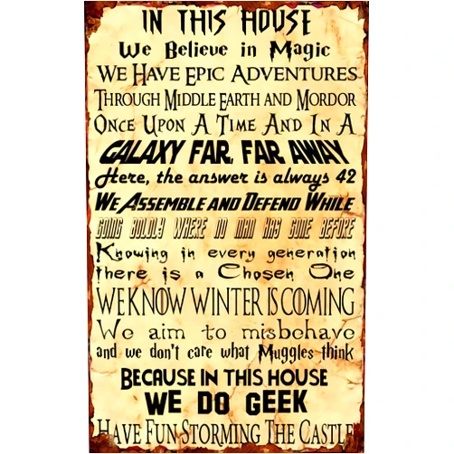 Licpact in This House We Do Geek Magic Poster, Vintage Retro Metal Poster Wall Decoration Home Office Bar Garage Cafe Hotel Men's Cave Club -Tin Sign 8x12 Inch