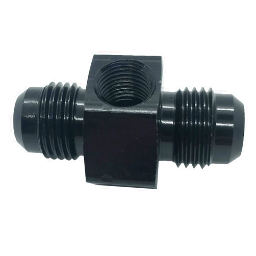 STEBER 6AN to 6 AN Male Flare Union Coupler 1/8 NPT Port Hose Tee Fuel Line Fitting Adapter Aluminum Black