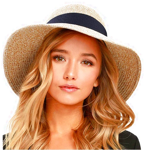 FURTALK Womens Beach Sun Straw Hat UV UPF50 Travel Foldable Brim Summer UV Hat