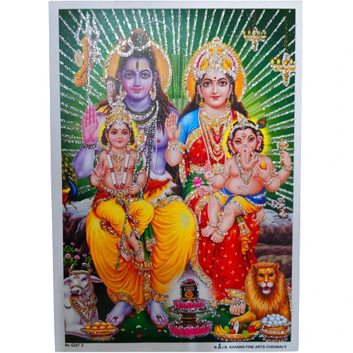 Rastogi Handicraft India Best Of Reprint Hindu God Poster/Picture With Unframed (White Paper, Shiv-Parivar-Ji-7