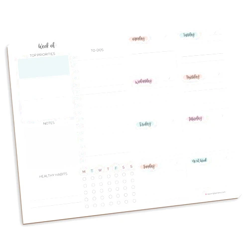 bloom daily planners Horizontal Weekly To Do List Notepad with 60 Undated Sheets - Weekly Desk Planner or Chore Pad with Priorities & Habit Tracker - 8.5” x 11” - Pastel