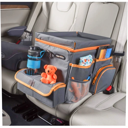 High Road CarHop Car Seat Organizer - Back Seat Organizer for Kids or Front Seat Organizer for Drivers with Cup Holders, Tray Top, Side Pockets and Soft Cooler or Storage Compartment