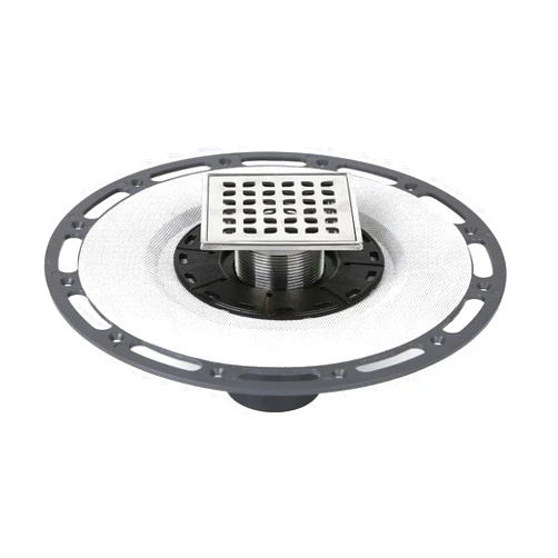 Kauwm 4-Inch Square Shower Drain with Bonding Flange - Durable Stainless Steel Shower Drain Flange Kit for Quick Drainage, Easy Installation, Ideal for Bathroom & Wet Area Renovations
