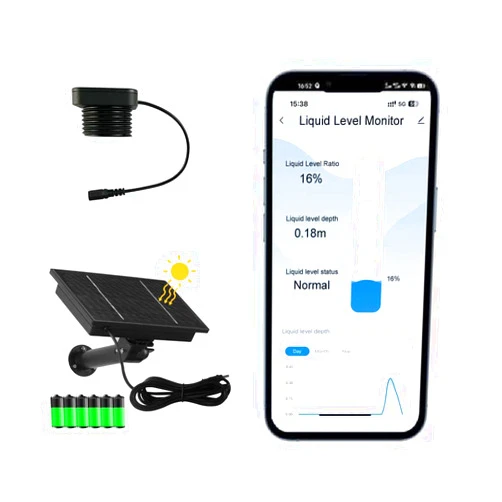 EPTTECH Smart TLC 2326-WF-S Tuya APP Efficient Solar Panel Rechargeable Battery Liquid Level Monitor WiFi Water Oil Tank Level Sensor Waterproof IP67 Household Alarm Outdoor Ultrasonic Indicator
