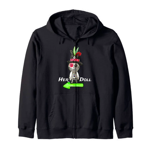 Dibble Dabble Designs Matching Couples Voodoo Her Voodoo Doll Halloween Matching Couples Costumes Zip Hoodie