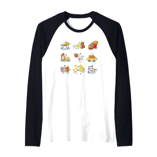 Food is my Valentine by PixelFox Funny Food Couples Gift Bacon Eggs Guac Chips Mac N Cheese Raglan Baseball Tee