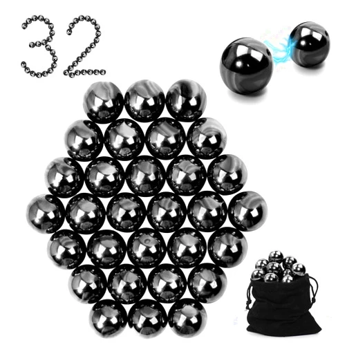 AYXXZJD 32 Pcs Magnetic Balls Fidget Toy,Adult Fidget Toys, Science Kit for Anxiety Relief,Office Desktop Decoration, Anti Anxiety, Executive Desk Toys ,Building Crafts for Teens Party Favors Gift(Balck)