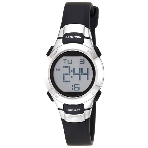 Armitron Sport Women's Digital Chronograph Resin Strap Watch, 45/7012 Black/Silver