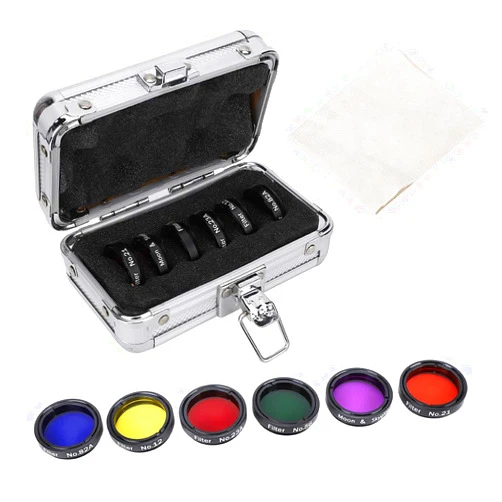 Tbest 1.25 inches Telescope Moon Filter,6 Pcs 1.25inch Colorful Telescope Filter Kit with Storage Box for Telescopes Eyepieces