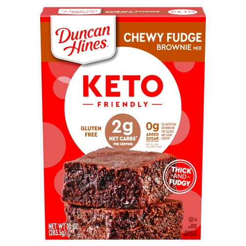 Duncan Hines Keto Friendly Chewy Fudge Brownie Mix, Gluten Free, Zero Sugar Added, 10 oz