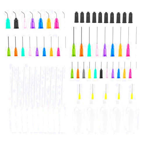 SKYPRO 54Pcs 50ml Precision Tip Applicator Bottles Kit, Dispensers Applicator Bottles for Liquid, Glue Oil, Acrylic Paint – 5 Squeeze Bottles, 5 Syringe Caps, 5 Glue Nozzles and 39 dispensing needles