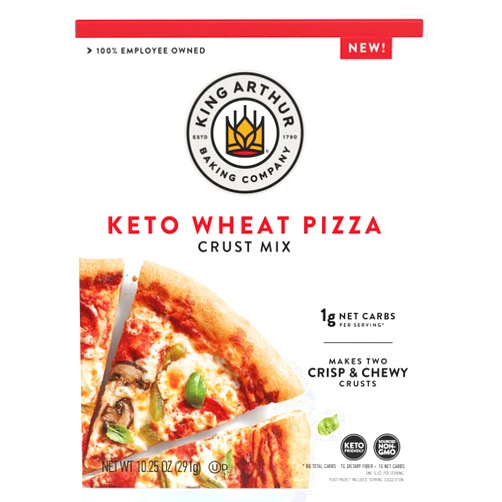 King Arthur Keto Pizza Crust Mix: Low Carb Delight with 1g Net Carbs per Serving - Easy to Make, Crisp & Chewy 10.25 oz Mix for Two 12 in Crusts - Perfect for Keto Pizza Lovers