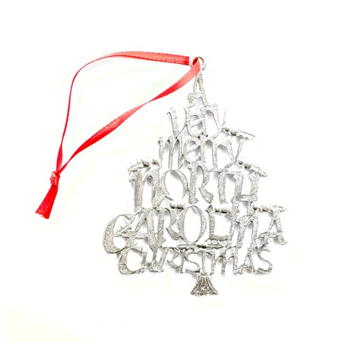 House of Morgan PEWTER Handmade North Carolina Gift - North Carolina Christmas Ornament - NC Wine Bottle Holiday Tag