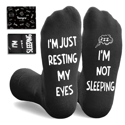 HAPPYPOP Birthday Gifts For Men - Father Day Gifts Socks, Gifts For Elderly Men, Gifts For Dad Husband Grandpa, Im Not Sleeping Socks Stocking Stuffers