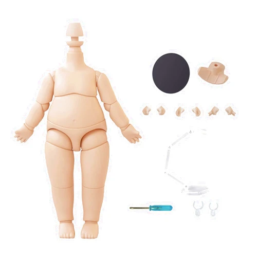 YMY DOLL YMY Pear Shaped Doll Body 1/12 Scale Cute Fat Action Figure Suitable for YMY 1/12 1/8 BJD GSC Doll Head （Light Tan）