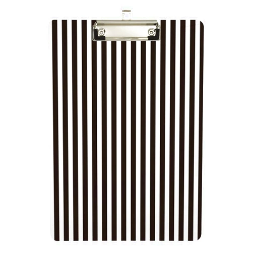 ALAZA Black Striped White Stripes Clipboards for Kids Student Women Men Letter Size Plastic Low Profile Clip, 9 x 12.5 in, Silver Clip