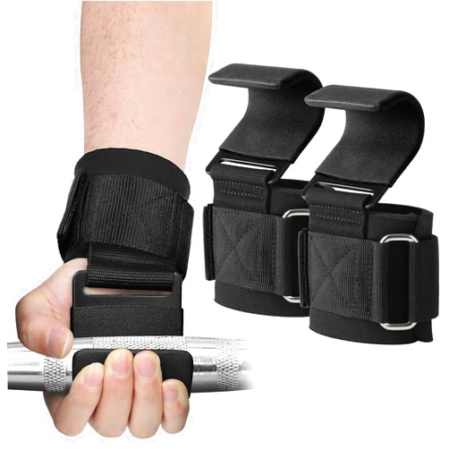 SPORTIC Weight Lifting Hooks (Pair) - Heavy Duty Lifting Wrist Straps, Hand Grip Support for Deadlifts, Pull Ups, Shrugs, Weightlifting Hooks Gym Gloves for Men and Women