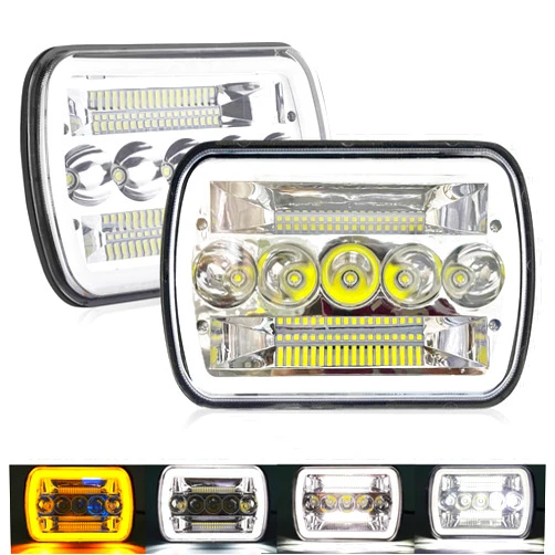 Auronto 5x7 Led Headlights,7x6 Inch LED headlights LED Hi/Lo Beam,DRL,Turn Signal,Sealed Beam Replacement Compatible with Jeep Wrangler YJ Cherokee XJ Truck H6054 H5054-2PCS