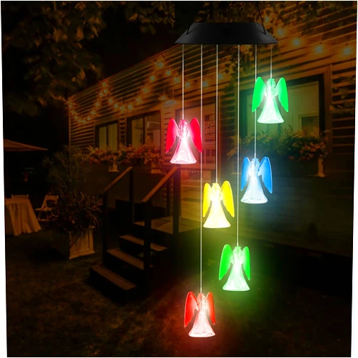 AceList Lucky Angel Solar Wind Chimes for Outside LED Lights, Color Changing Waterproof Windchimes Unique Outdoor Decor, Solar Power Wind Chime, Patio Yard Garden Home Decoration