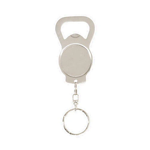 Thirsty Rhino Koin, Stainless Steel Vintage Bottle Opener Keychain Key Ring, Brushed Silver (Set of 2)