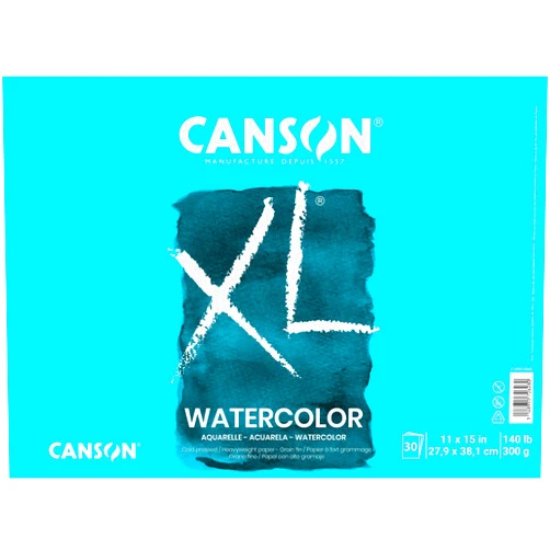 Canson XL Series Watercolor Pad, Heavyweight White Paper, Foldover Binding, 30 Sheets, 11x15 inch